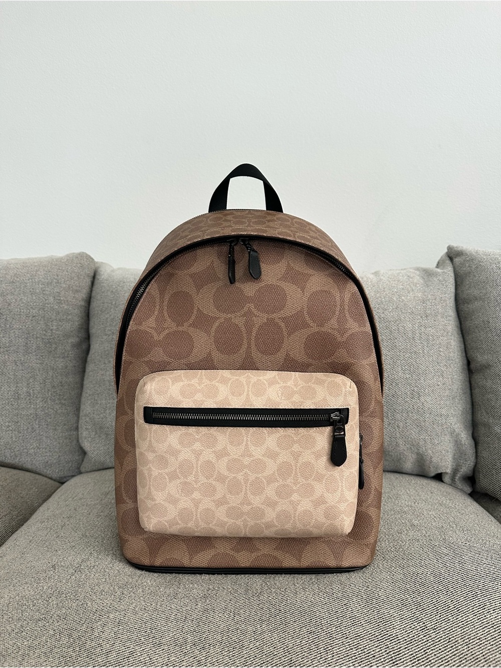 NWT Coach Men’s West Backpack In Blocked Signature Canvas CAB59 Sand/Tan